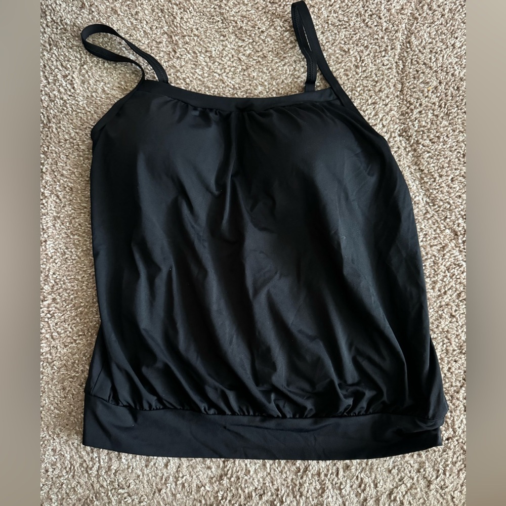 Lands End Blouson Tankini Top - Black - 10
